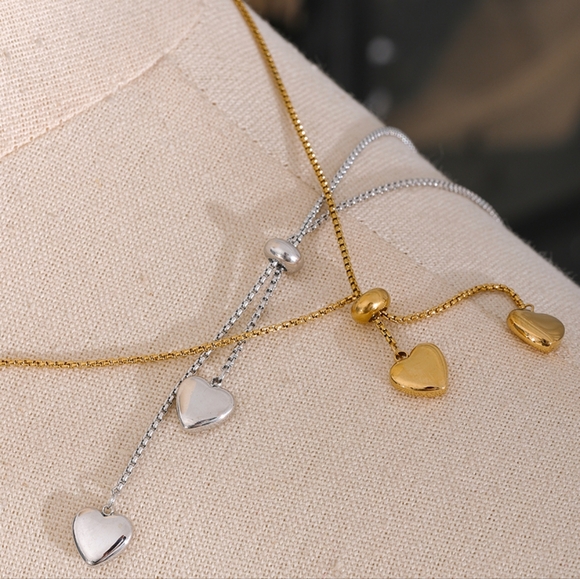 Wonderful Silver Hearts Long Pendant Necklace - Picture 4 of 7